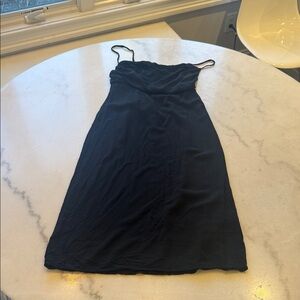 Forever 21 Black Slip Mini Dress with Spaghetti Straps and cross cross open back